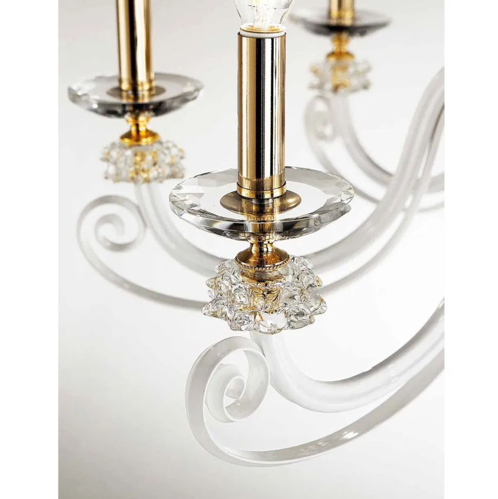 Lampadario 18 Luci in Vetro Soffiato e Cristallo di Lusso Classico - Cassea