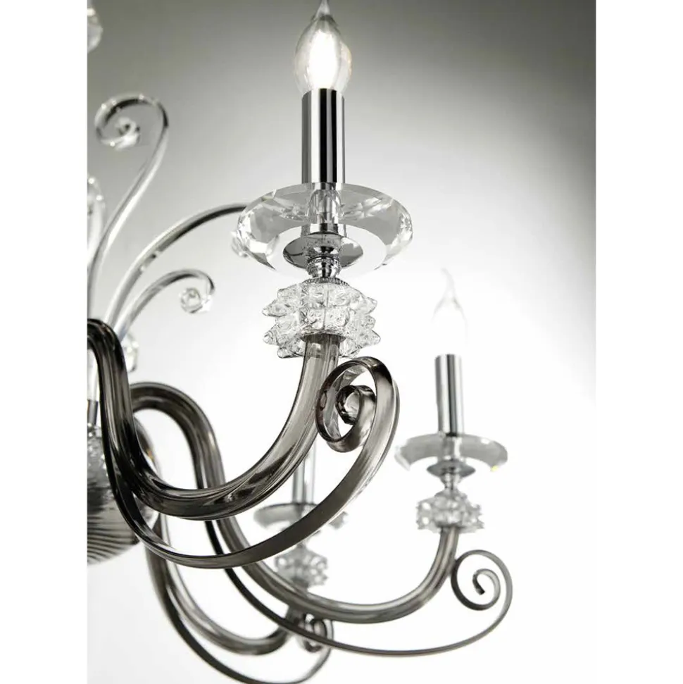 Lampadario 18 Luci in Vetro Soffiato e Cristallo di Lusso Classico - Cassea
