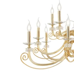 Lampadario 24 Luci in Vetro Soffiato e Cristallo di Lusso Classico - Cassea