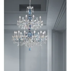 Lampadario 18 Luci in Vetro Veneziano e Metallo Stile Classico - Fiorentino