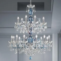 Lampadario 18 Luci in Vetro Veneziano e Metallo Stile Classico - Fiorentino