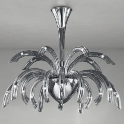 Lampadario 15 Luci in Vetro Veneziano e Metallo Cromo Made in Italy - Jason