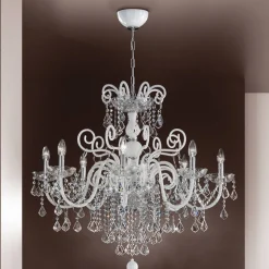 Lampadario 8 Luci in Vetro Veneziano Made in Italy Classico - Fiorentino