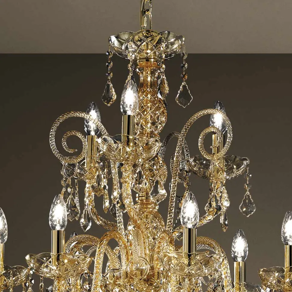 Lampadario 27 Luci in Vetro Veneziano Fatto a Mano in Italia - Fiorentino