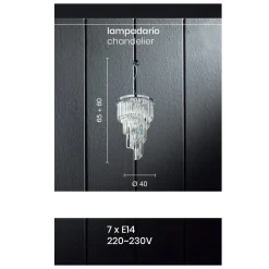 Lampadario Lusso Classico in Metallo Cromato e Cristallo Molato - Lambert