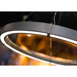 Lampadario Moderno in Acciaio e Vetro con Inserto in Legno Made in Italy - Seul