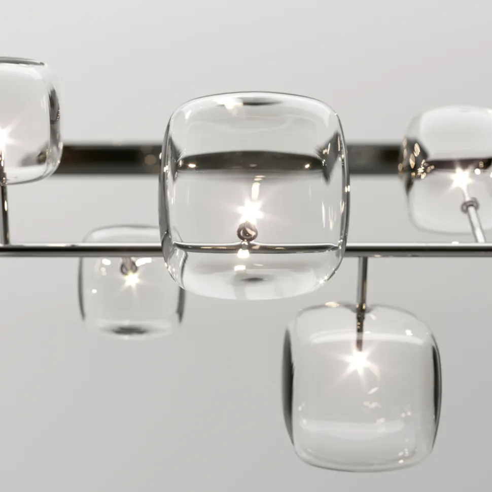 Lampadario Orizzontale in Metallo e Vetro Pyrex Trasparente - Iperspazio