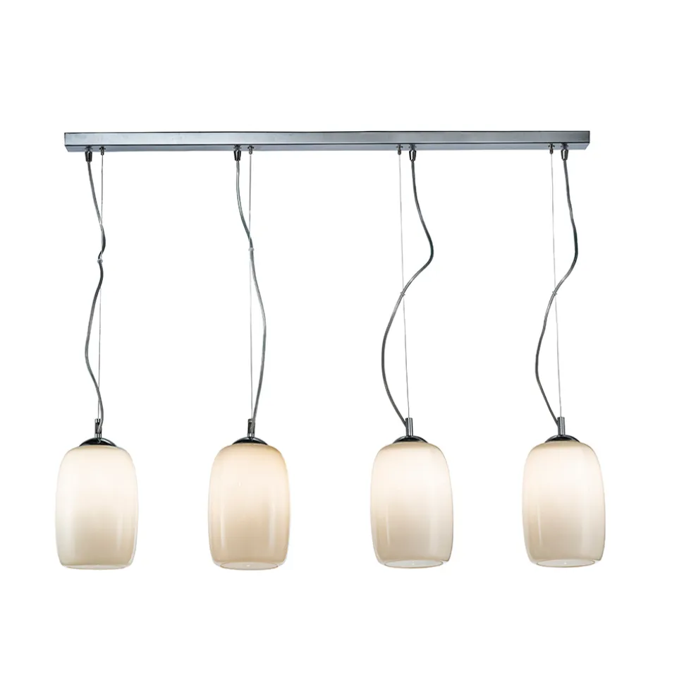 Lampadario Quattro Lumi su Barra Lineare in Vetro Soffiato Made in Italy - Soffio
