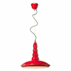 Lampadario retrò a sospensione artigianale in ceramica Ferroluce