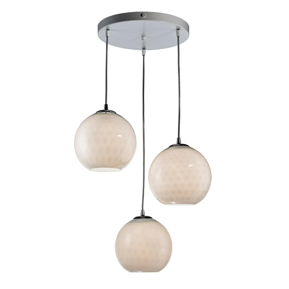 Lampadario Sospeso a Tre Cupole in Vetro Veneziano Made in Italy - Lucilla