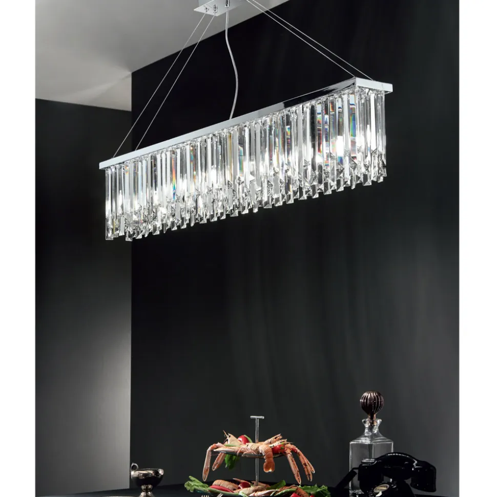 Lampadario Sospeso Classico Lusso in Metallo e Cristallo Molato - Zolando