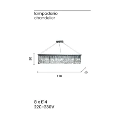 Lampadario Sospeso Classico Lusso in Metallo e Cristallo Molato - Zolando
