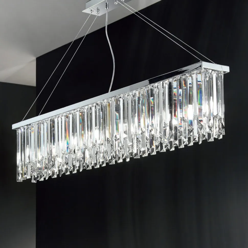 Lampadario Sospeso Classico Lusso in Metallo e Cristallo Molato - Zolando