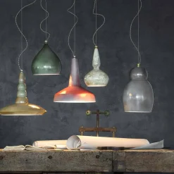 Lampadario sospeso in stile retrò in ceramica Ferroluce