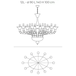 Lampadario Stile Classico in Vetro Veneziano Soffiato a Mano - Vanity