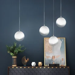 Lampadario su Barra Lineare Quattro Lumi in Vetro Bianco Made in Italy - Isotta