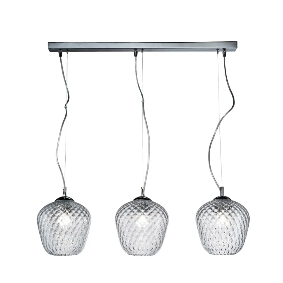 Lampadario su Barra Lineare Tre Lumi in Vetro Veneziano Made in Italy - Elisia