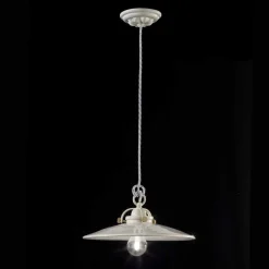 Lampadario vintage industriale in ceramica lucida Gloria Ferroluce
