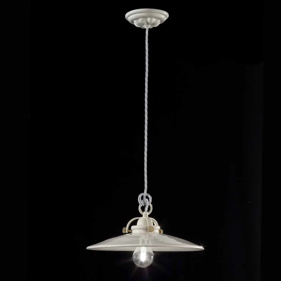 Lampadario vintage industriale in ceramica lucida Gloria Ferroluce