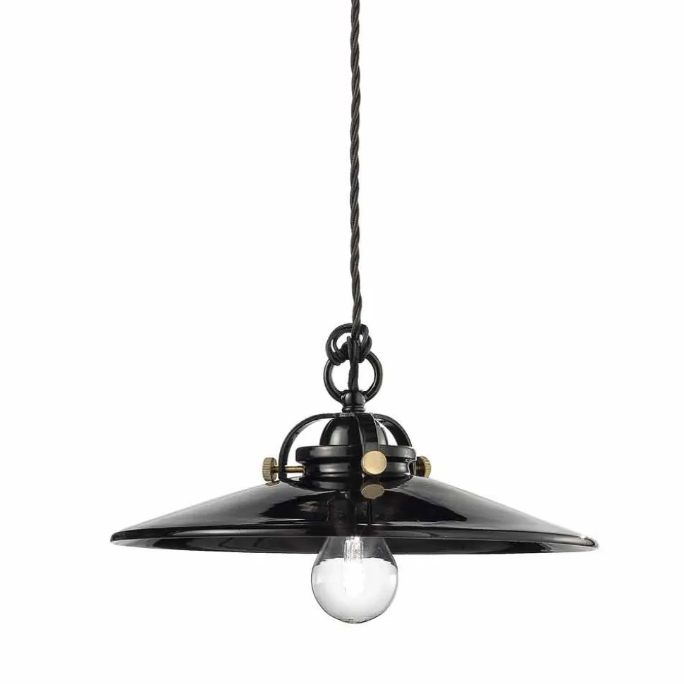 Lampadario vintage industriale in ceramica lucida Gloria Ferroluce