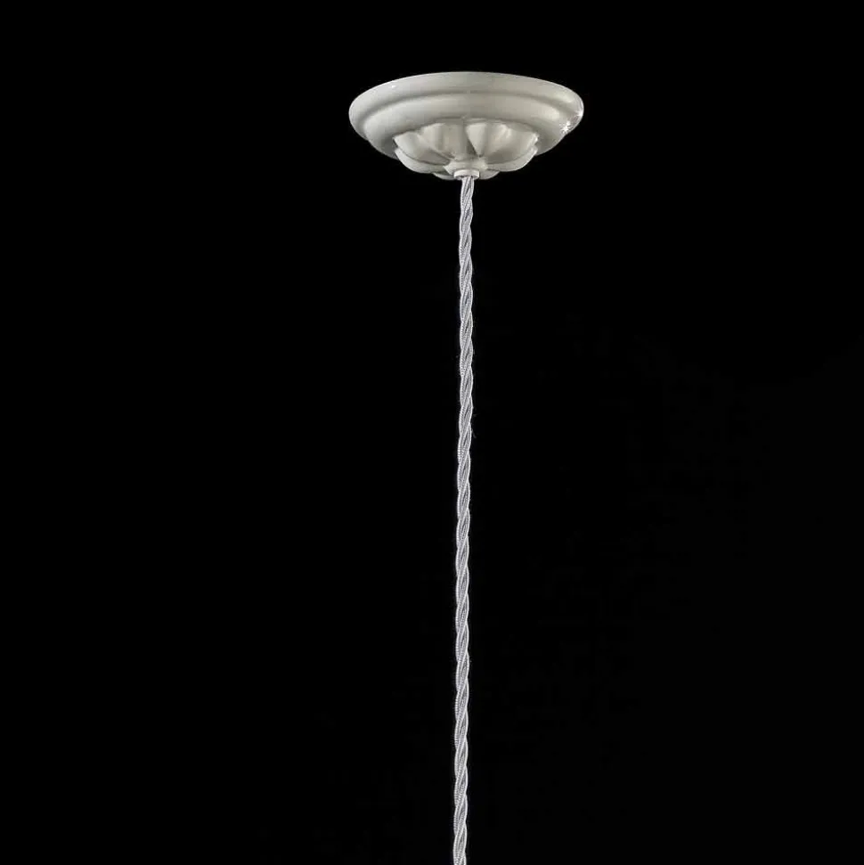 Lampadario vintage industriale in ceramica lucida Gloria Ferroluce
