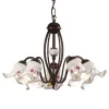 Lampadario Vintage 3 o 5 Luci in Ferro e Ceramica Decorata a Mano - Chieti