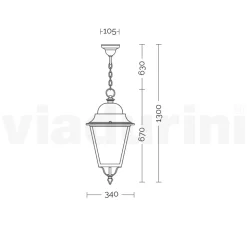 Lampada Sospensione da Esterno in Alluminio e Vetro Made in Italy - Bonaria