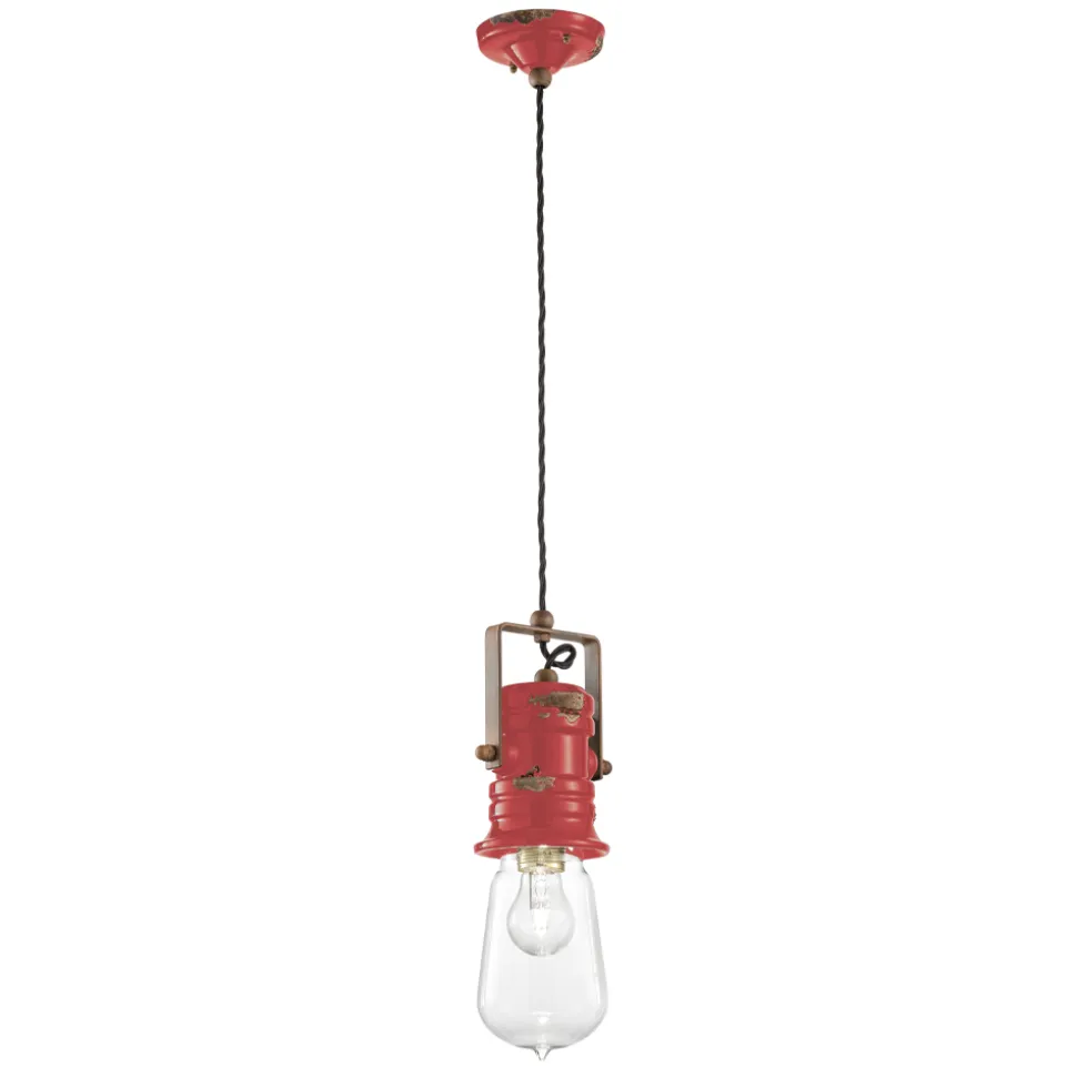 Lampada Sospensione Design Industriale in Ferro, Vetro e Ceramica - Urban