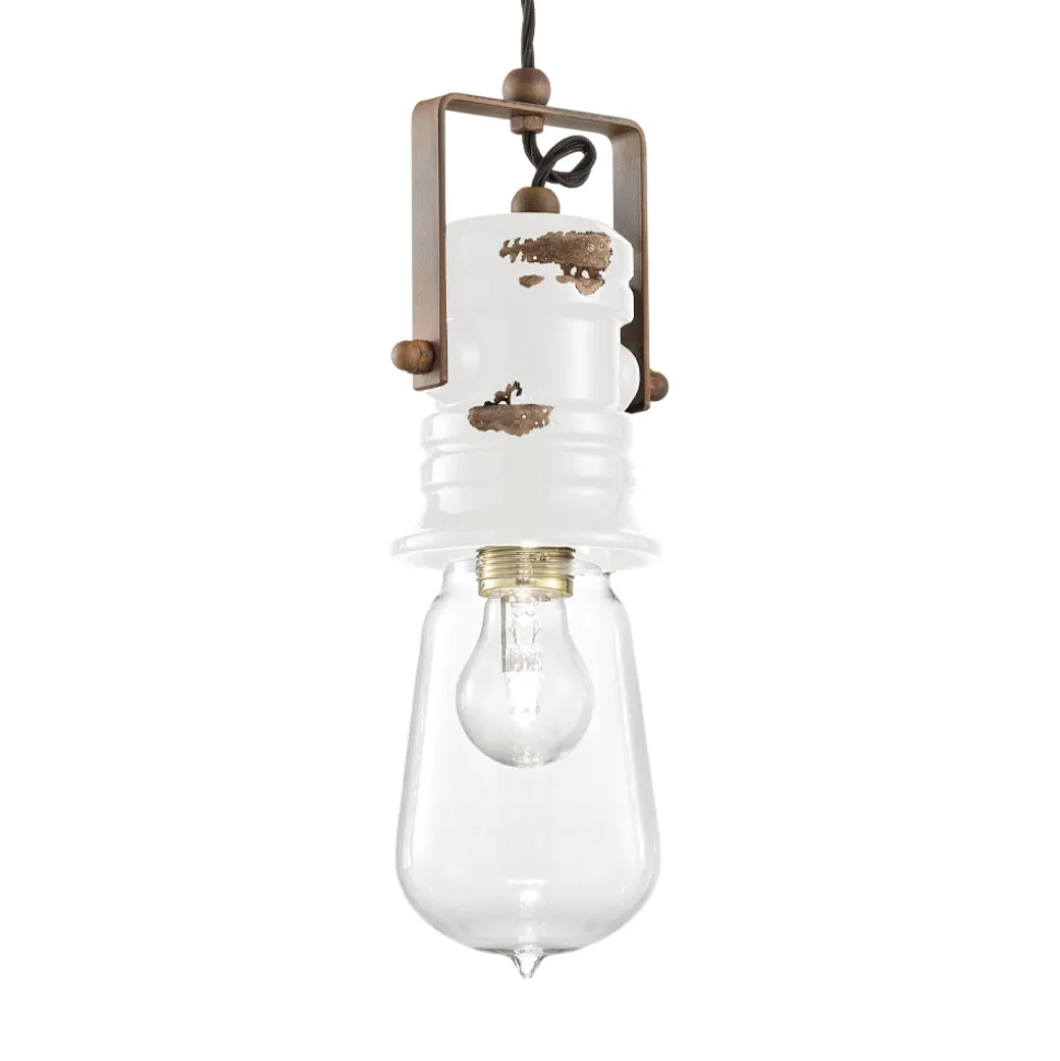 Lampada Sospensione Design Industriale in Ferro, Vetro e Ceramica - Urban