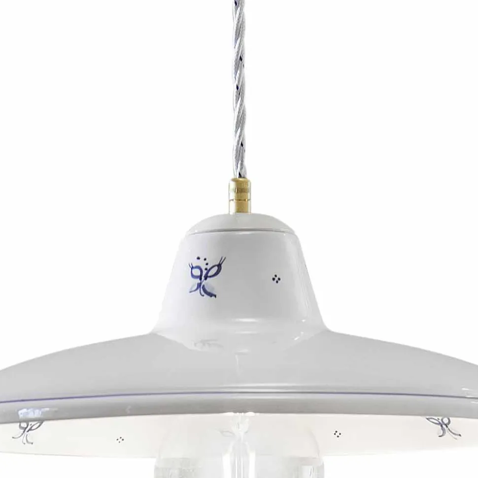 Lampada Sospensione in Ceramica Artigianale Vintage Decori a Mano - Como
