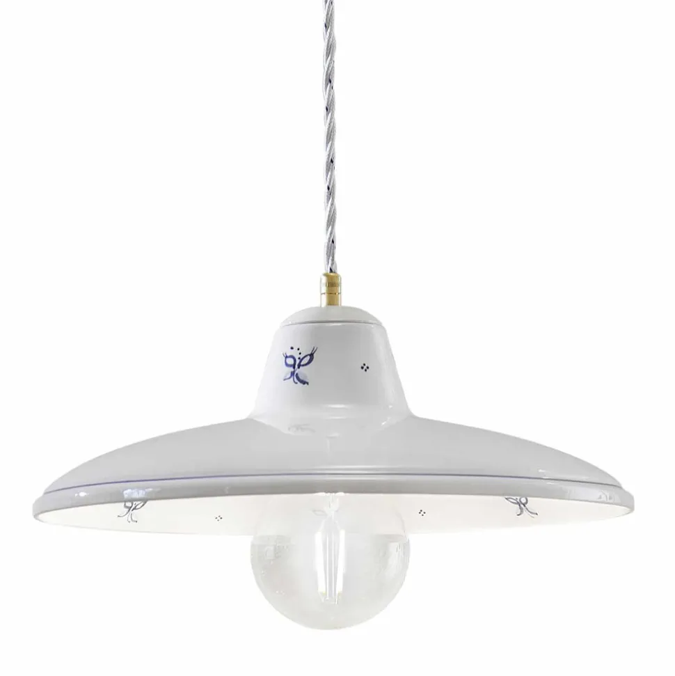 Lampada Sospensione in Ceramica Artigianale Vintage Decori a Mano - Como