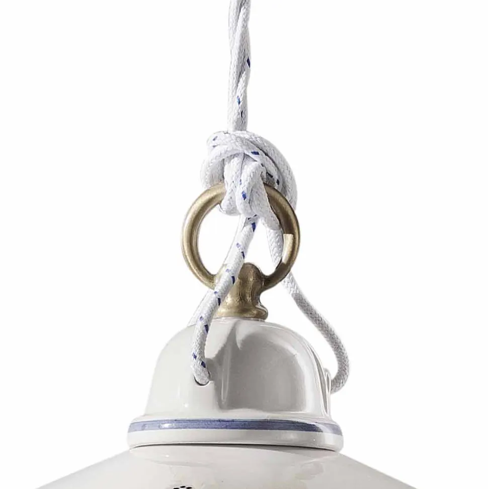 Lampada Sospensione in Ceramica Dipinta a Mano e Ferro 3 Misure - Asti