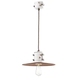Lampada Sospensione in Ferro e Ceramica Fatta a Mano Industriale - Urban