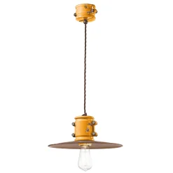 Lampada Sospensione in Ferro e Ceramica Fatta a Mano Industriale - Urban
