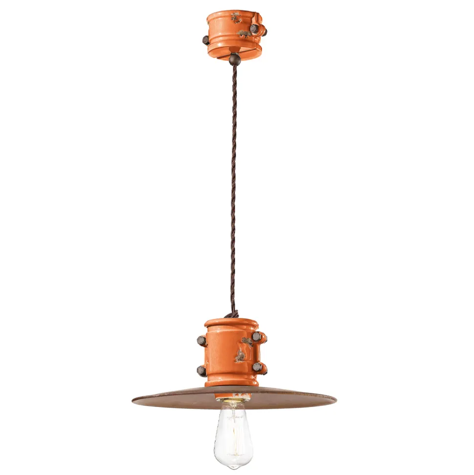 Lampada Sospensione in Ferro e Ceramica Fatta a Mano Industriale - Urban