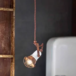 Lampada sospensione orientabile in ceramica e metallo Alayna Ferroluce