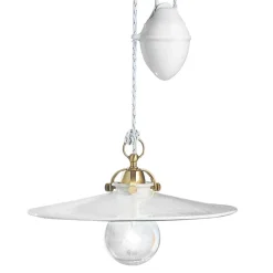 Lampada Sospensione Saliscendi in Ferro e Ceramica Lucida 2 Misure - Asti