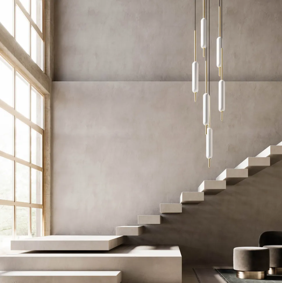Lampada Sospesa a 1, 3 o 6 Luci in Ottone Design Moderno - Typha by Il Fanale