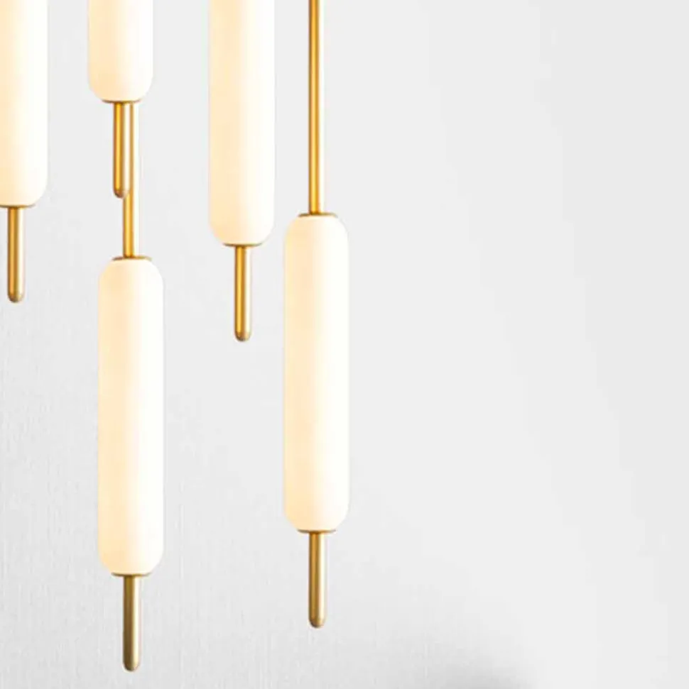 Lampada Sospesa a 1, 3 o 6 Luci in Ottone Design Moderno - Typha by Il Fanale