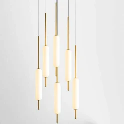 Lampada Sospesa a 1, 3 o 6 Luci in Ottone Design Moderno - Typha by Il Fanale