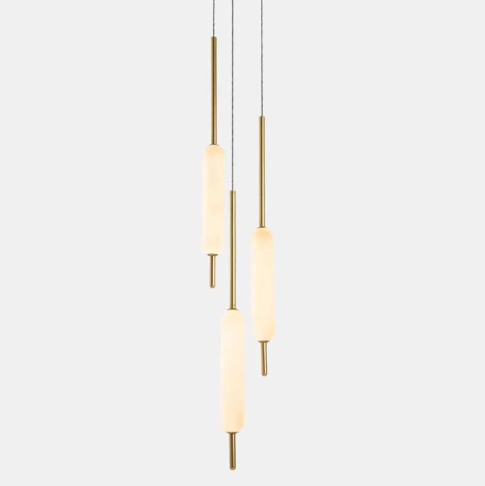 Lampada Sospesa a 1, 3 o 6 Luci in Ottone Design Moderno - Typha by Il Fanale