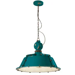 Lampada Sospesa Artigianale Industriale in Ferro e Ceramica - Industrial