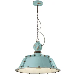 Lampada Sospesa Artigianale Industriale in Ferro e Ceramica - Industrial