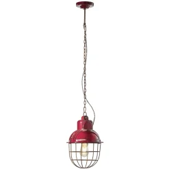 Lampada Sospesa Artigianale in Ferro e Ceramica con Griglia - Industrial