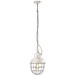 Lampada Sospesa Artigianale in Ferro e Ceramica con Griglia - Industrial