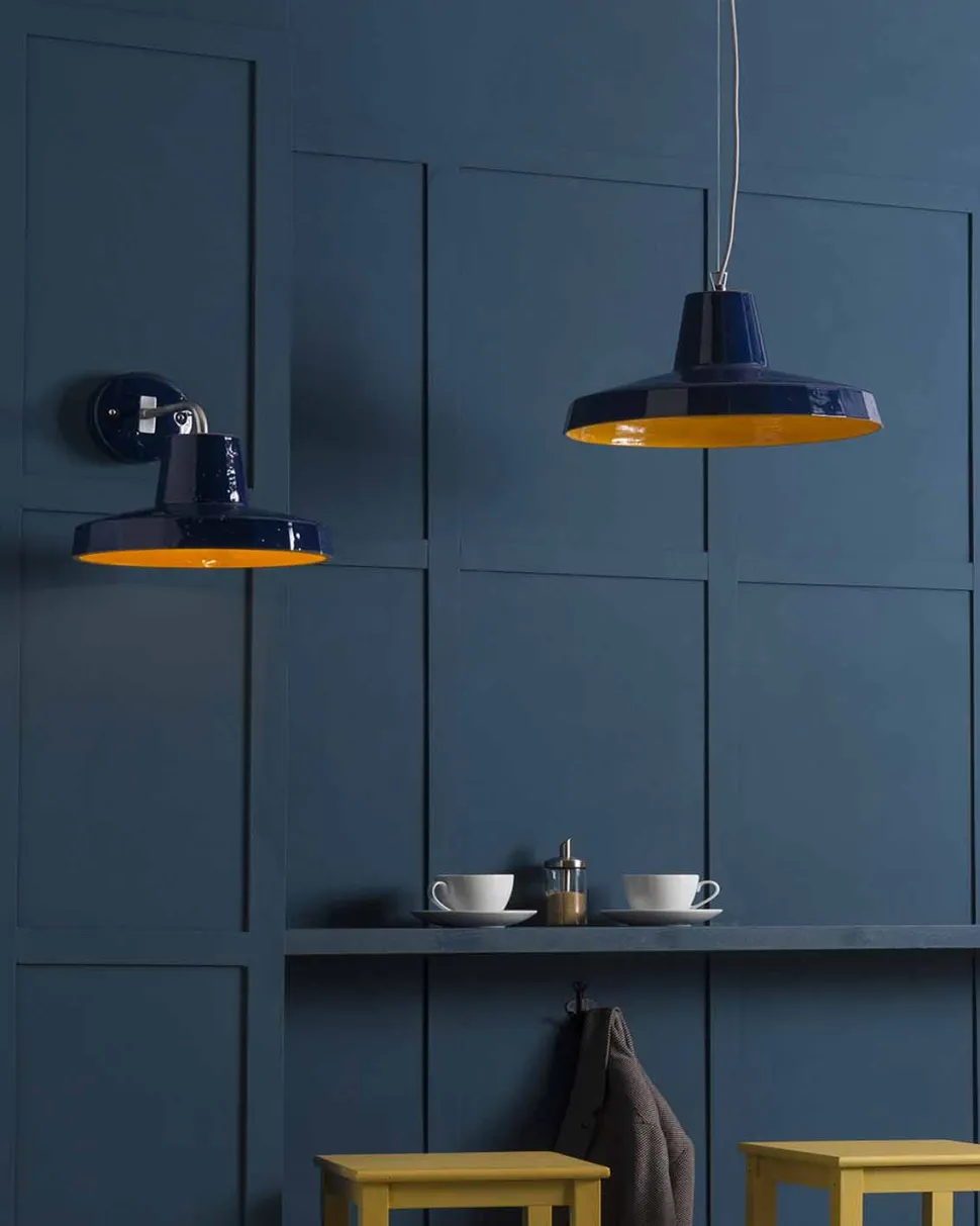 Lampada sospesa 42 cm in ottone e maiolica toscana Rossi - Toscot