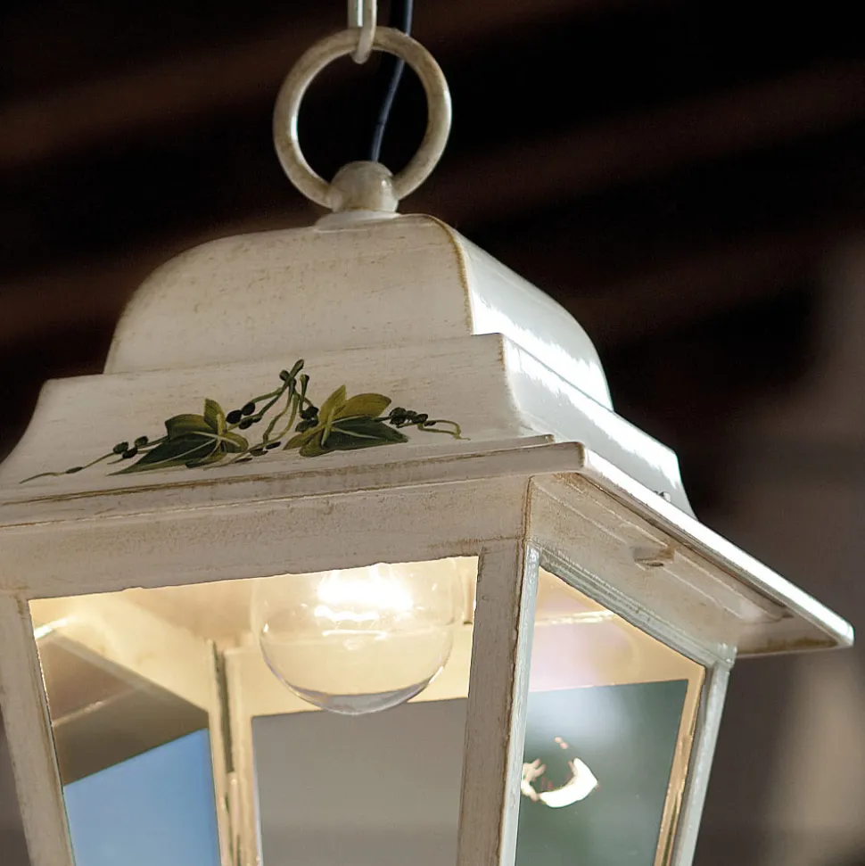 Lampada Sospesa da Esterno in Alluminio Bianco e Decoro a Mano - Gorizia
