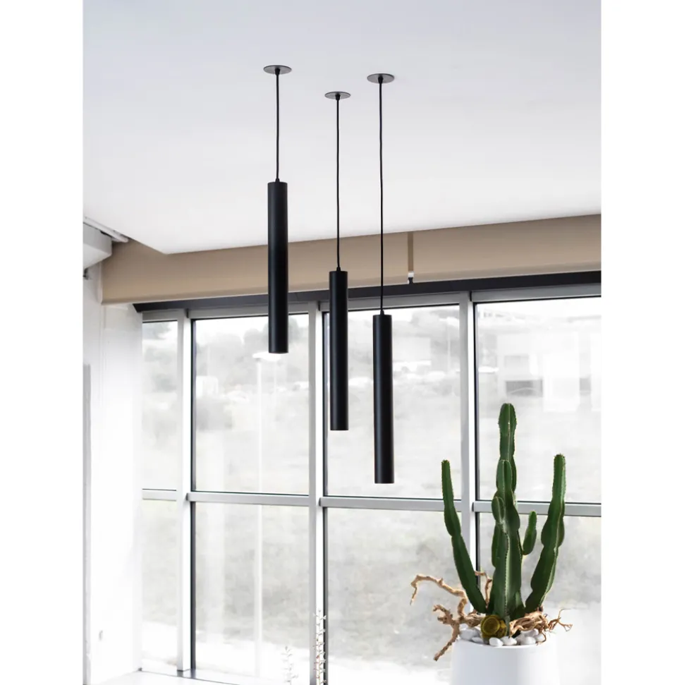 Lampada Sospesa da Incasso in Alluminio Bianco o Nero, 2 Pezzi - Rebolla