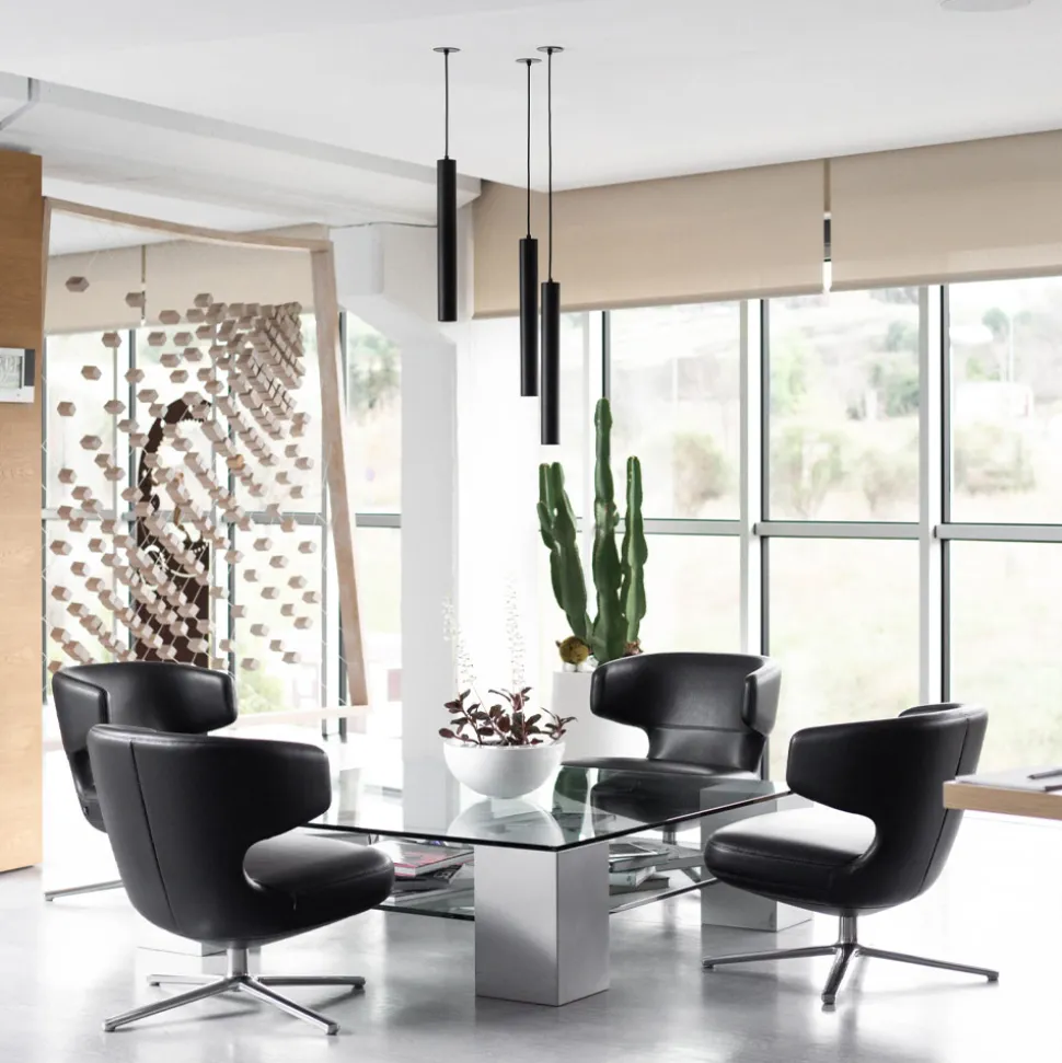 Lampada Sospesa da Incasso in Alluminio Bianco o Nero, 2 Pezzi - Rebolla