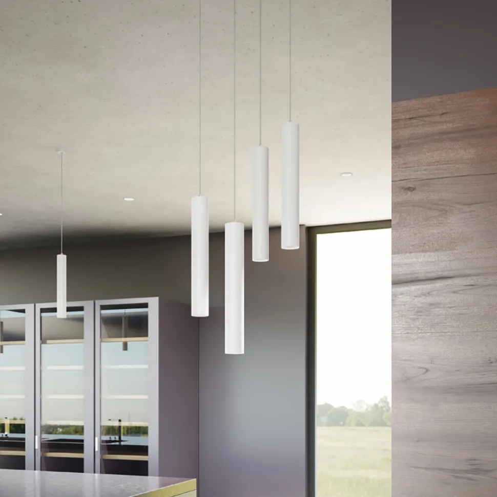 Lampada Sospesa da Incasso in Alluminio Bianco o Nero, 2 Pezzi - Rebolla